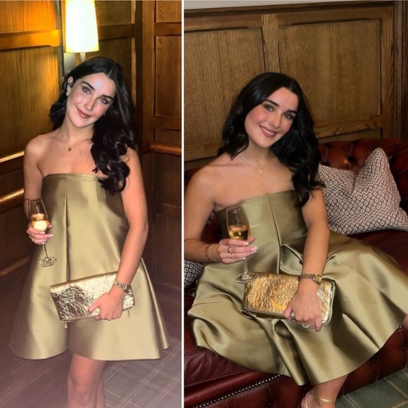 Solace London Gold Strapless Mini Dress - Picture 12 of 16